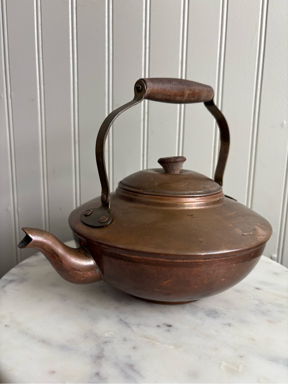 Vintage Copper Tea Kettle Cottagecore VTG Coastal Grandma Farmhouse Traditional